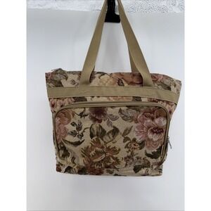 Bovano USA‎ Tote Bag Medium Floral Tapestry Zipper Travel Bag Satchel